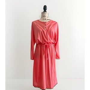 VTG 70s or 80s Coral colored blouson shirt dress Vtg Size 16P